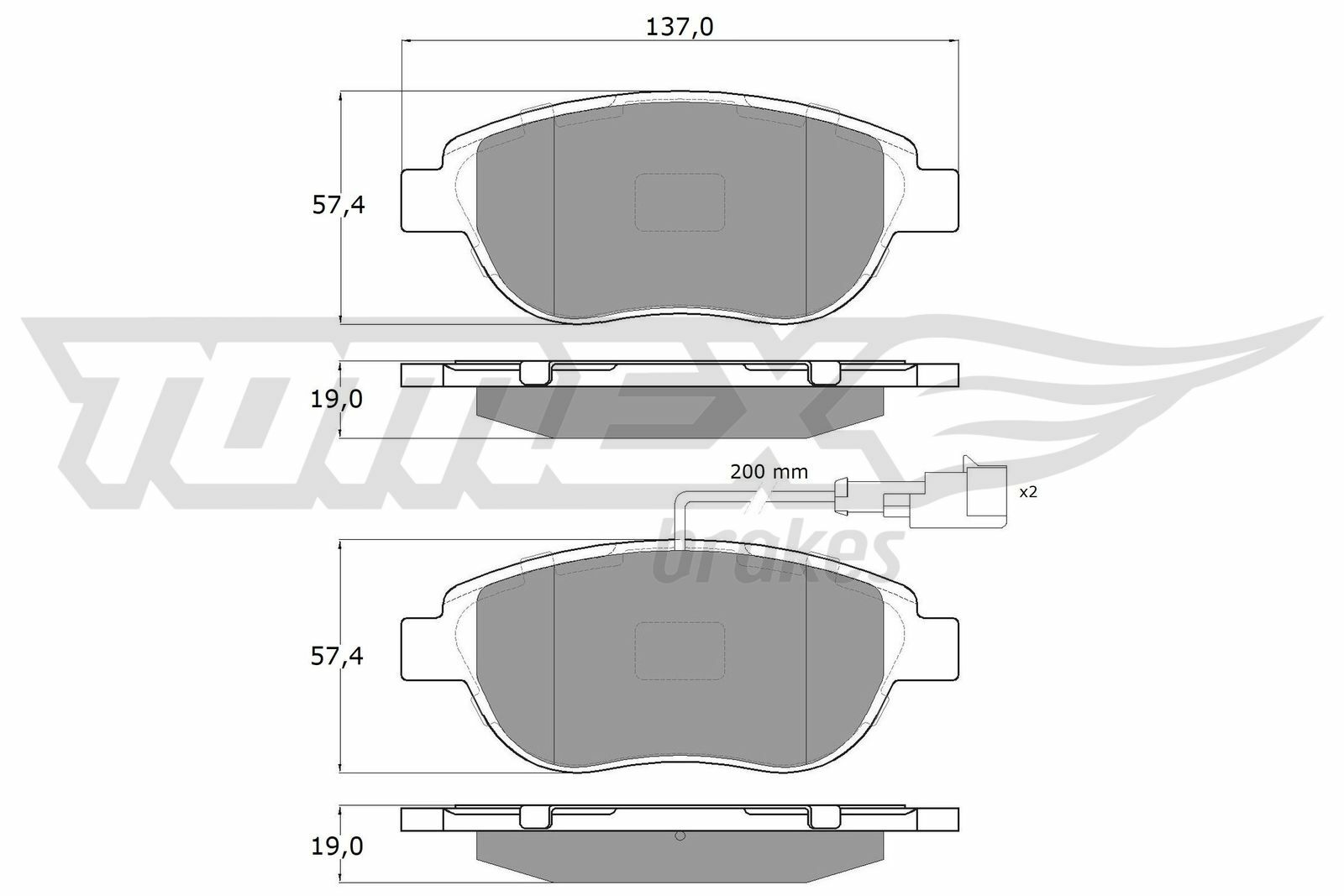 Sada brzdových destiček, kotoučová brzda TOMEX Brakes